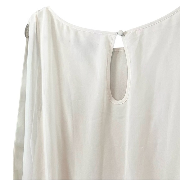 Aidan Mattox Crochet Lace Ruched Keyhole Cocktail Dress Taupe Beige Cream Size 6 - Picture 4 of 10